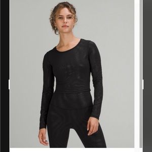 LULULEMON Wunder Train Crop Long Sleeve Shirt *foil